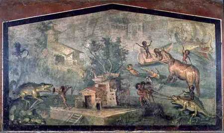 Pygmies Hunting, from the 'Casa del Dottore' (House of the Doctor) from Pompeii from Roman