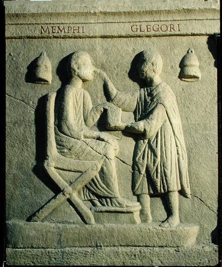 Relief depicting an oculist examining a patient from Roman