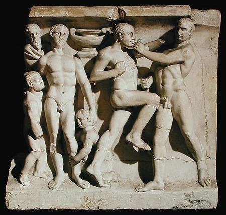 Relief depicting wrestlers from Roman
