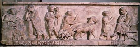 Sarcophagus of Cornelius Statius depicting scenes from the life of a child from Roman