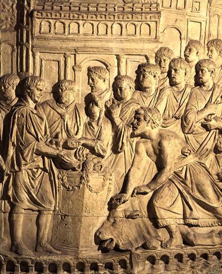 The Sarmatians paying tribute to the Romans, detail from a cast of Trajan's column from Roman