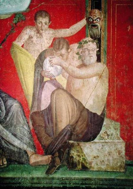 Silenus and the Young Satyr, East Wall, Oecus 5 from Roman