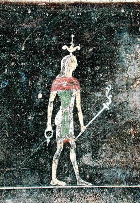 Standing god, detail from a tablinium decorated with Egyptian-style paintings from Roman