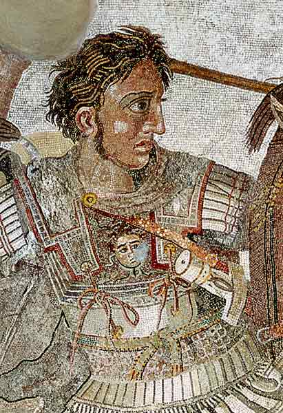 Alexander the Great (356-323 BC) from 'The Alexander Mosaic', depicting the Battle of Issus between from Roman