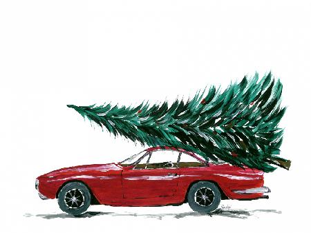 Auto aus den Achtzigern mit Weihnachtsbaum