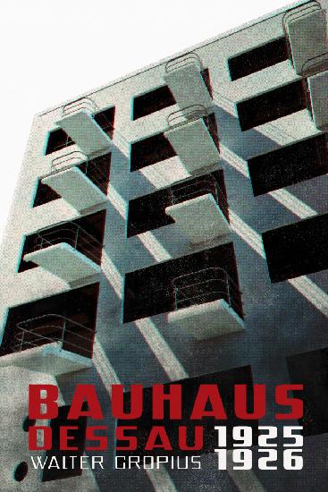 Bauhaus Dessau-Architektur im Vintage-Magazin-Stil VII