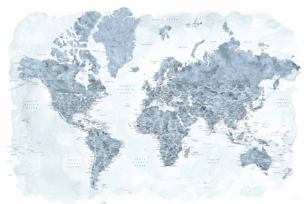 Detaillierte Weltkarte mit Städten,Jacq from Rosana Laiz Blursbyai