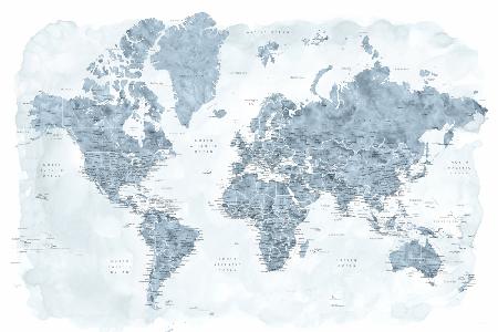 Detaillierte Weltkarte mit Städten,Jacq