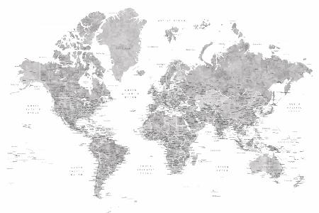 Detaillierte Weltkarte mit Städten,Jimmy