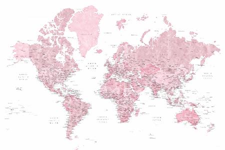Detaillierte Weltkarte mit Städten,Melit