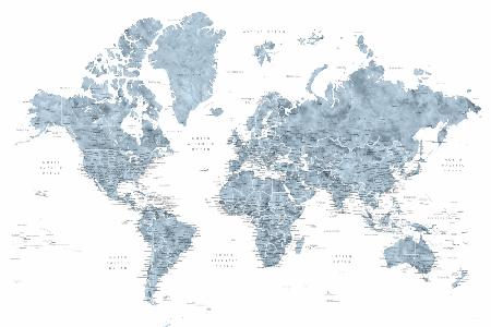 Detaillierte Weltkarte mit Städten,Ninian