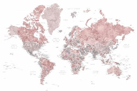 Detaillierte Weltkarte mit Städten,Piper