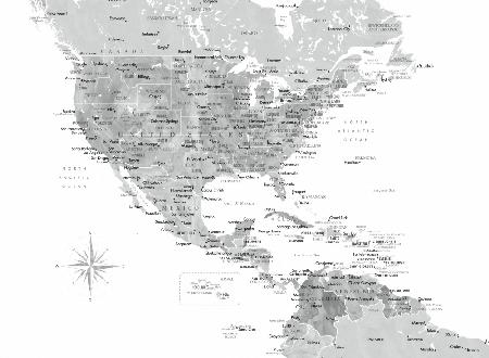 Graue Karte der USA und der Karibik