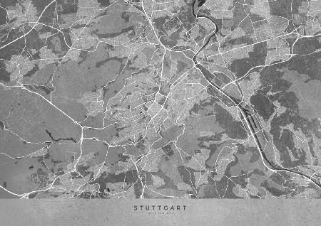 Graue Vintage-Karte der Stuttgarter Innenstadt
