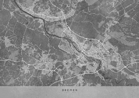 Graue Vintage-Karte von Bremen,Deutschland