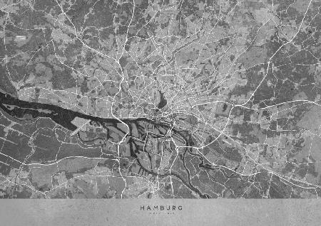Graue Vintage-Karte von Hamburg,Deutschland