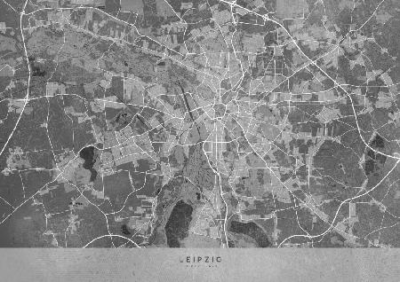 Graue Vintage-Karte von Leipzig,Deutschland
