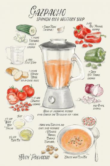 Illustriertes Gazpacho-Rezept auf Englisch