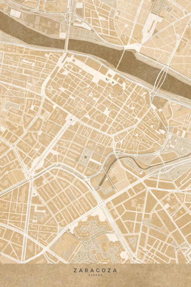 Karte der Innenstadt von Saragossa (Spanien) im Sepia-Vintage-Stil from Rosana Laiz Blursbyai