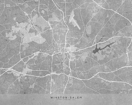 Karte von Winston Salem (NC,USA) im grauen Vintage-Stil