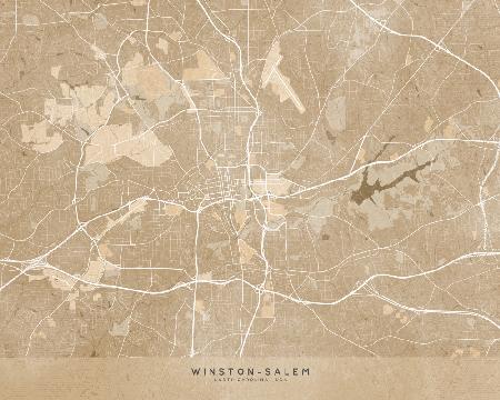 Karte von Winston Salem (NC,USA) im Sepia-Vintage-Stil