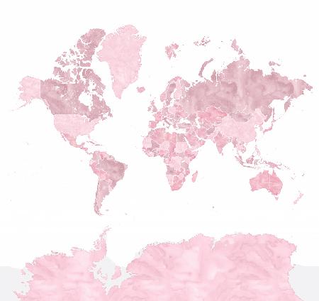Melit rosa Aquarell-Weltkarte