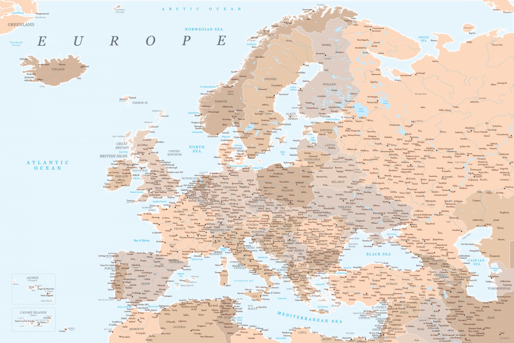 Neutrale detaillierte Karte von Europa from Rosana Laiz Blursbyai