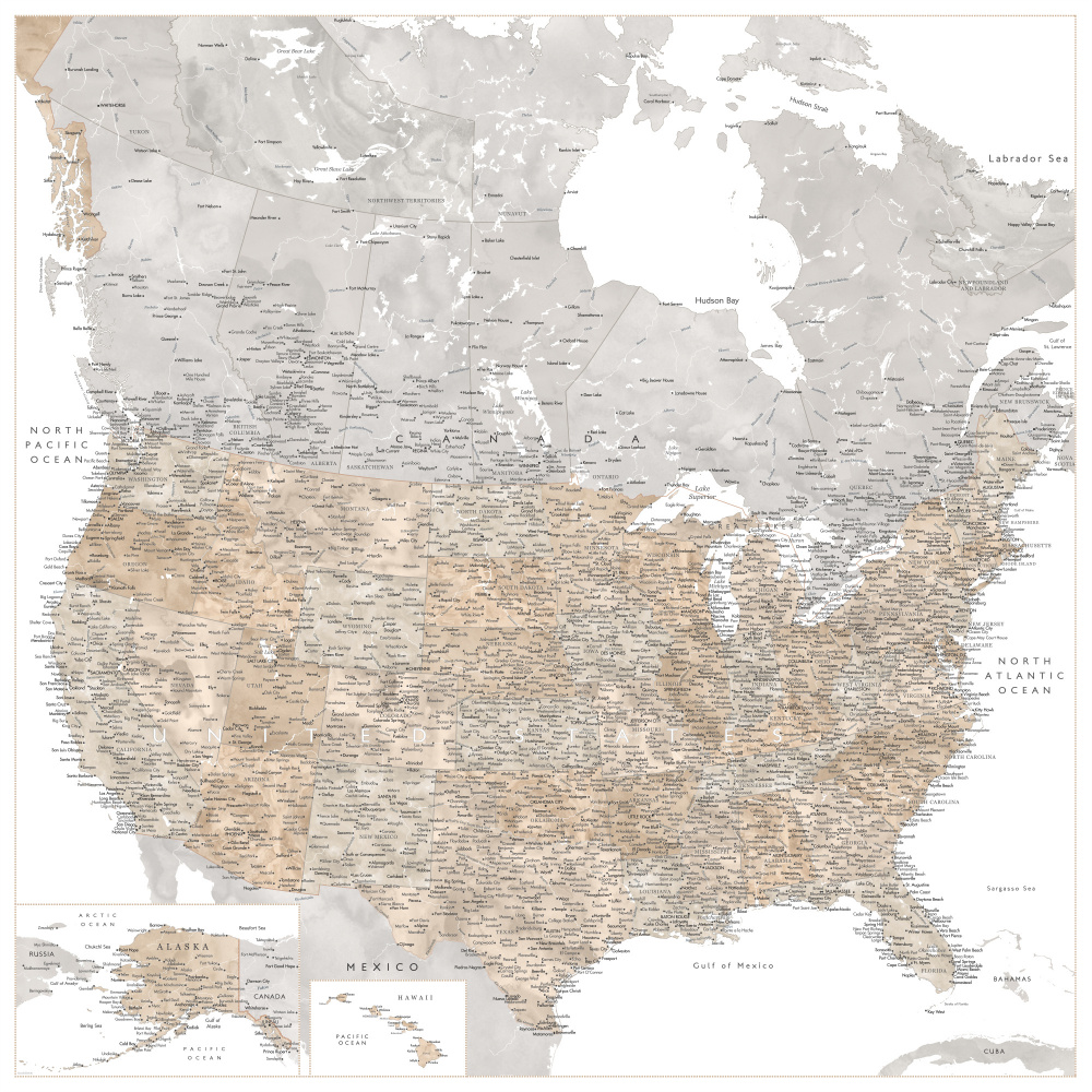 Sehr detaillierte Karte der Vereinigten Staaten und Kanadas from Rosana Laiz Blursbyai