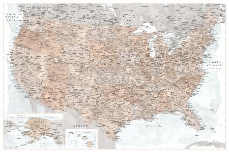 Sehr detaillierte Karte der Vereinigten Staaten,Calista