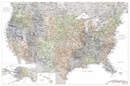 Sehr detaillierte Karte der Vereinigten Staaten,Habiki