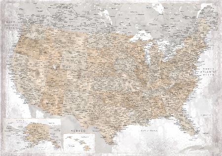 Sehr detaillierte Karte der Vereinigten Staaten,Kacia