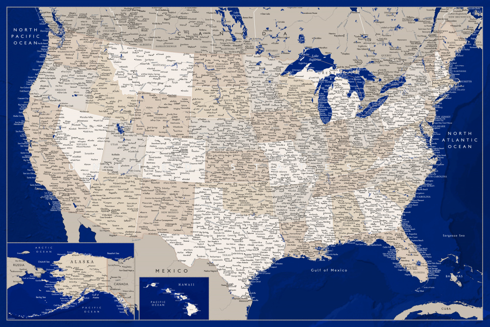 Sehr detaillierte Karte der Vereinigten Staaten,Kameryn from Rosana Laiz Blursbyai
