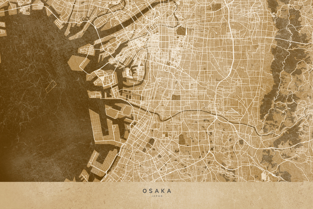 Sepia-Karte von Osaka from Rosana Laiz Blursbyai