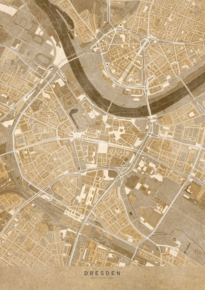 Sepia-Vintage-Karte der Innenstadt von Dresden from Rosana Laiz Blursbyai