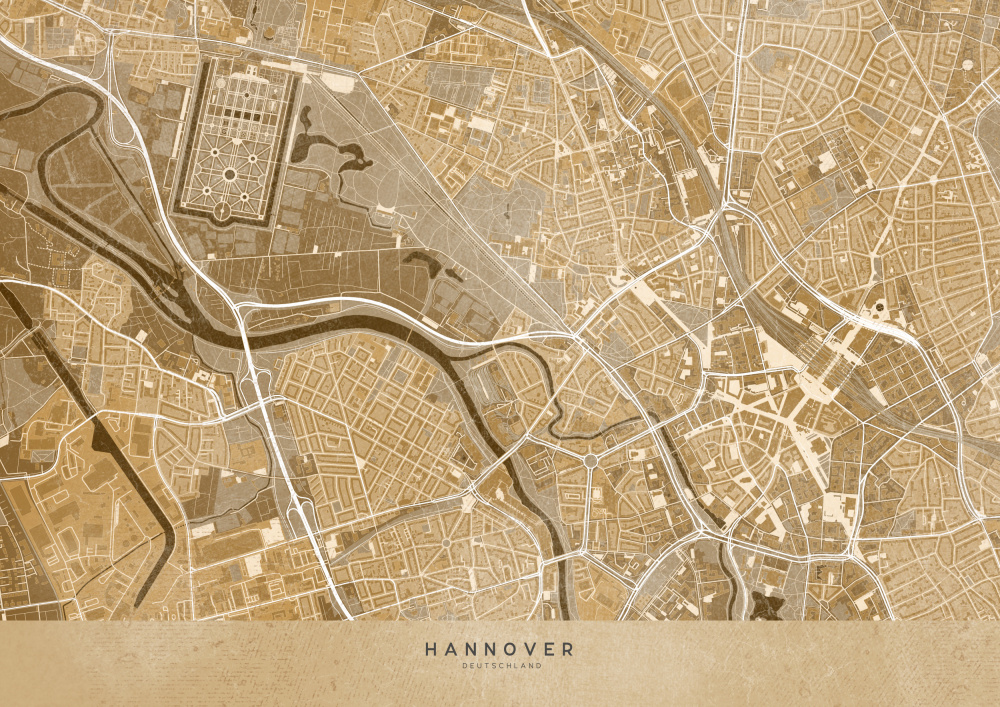 Sepia-Vintage-Karte der Innenstadt von Hannover from Rosana Laiz Blursbyai