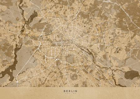 Sepia-Vintage-Karte von Berlin in Deutschland