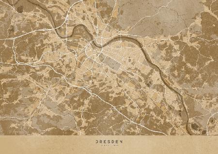 Sepia-Vintage-Karte von Dresden,Deutschland