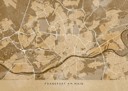Sepia-Vintage-Karte von Frankfurt,Deutschland