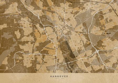 Sepia-Vintage-Karte von Hannover,Deutschland
