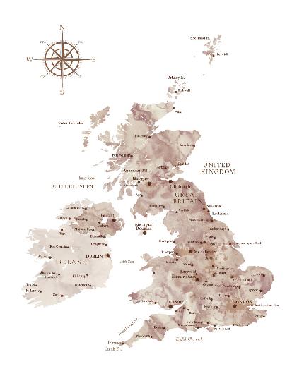 Taupefarbene Karte des Vereinigten Königreichs