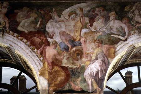 Parnassus, detail of decorative scheme in the Gallery of Francis I from Rosso Fiorentino