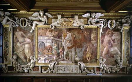 The Triumphal Elephant, an allegorical tribute to Francis I, detail of decorative scheme in the Gall from Rosso Fiorentino