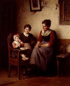 Mutter mit zwei Kindern in der Bauernstube from Rudolf Epp
