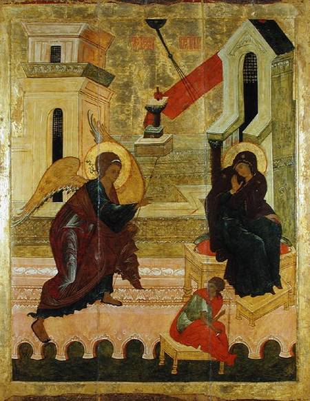 Icon depicting the Annunciation from Russian School
