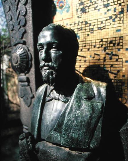 Portrait bust of Alexander Borodin (1833-87) from his tomb from Russian School