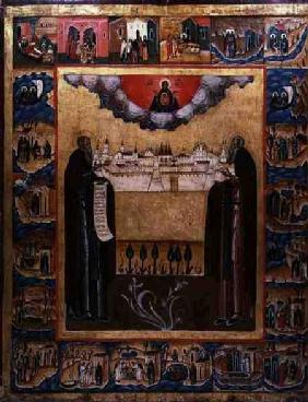 Saints Zosimus and Sabbatheus of Solovetsk with scenes from their lives