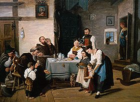 Mahlzeit in einer Tiroler Bauernstube from S. Hesse
