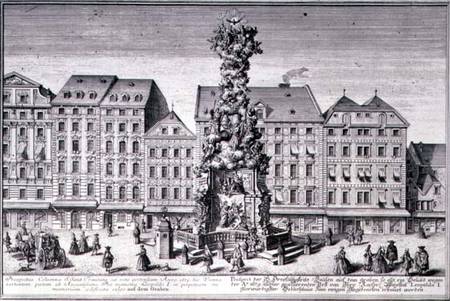 View of the Pestsaule, the Plague Column commissioned by Emperor Leopold I to commemorate Vienna's d from Salomon Kleiner