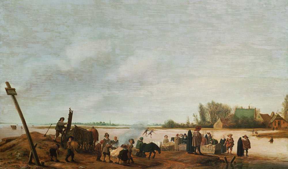 Winter Landscape with a River from Salomon van Ruisdael or Ruysdael