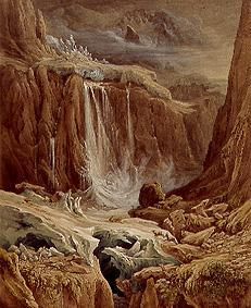 Wasserfall zwischen zwei Gletschern from Samuel Birmann